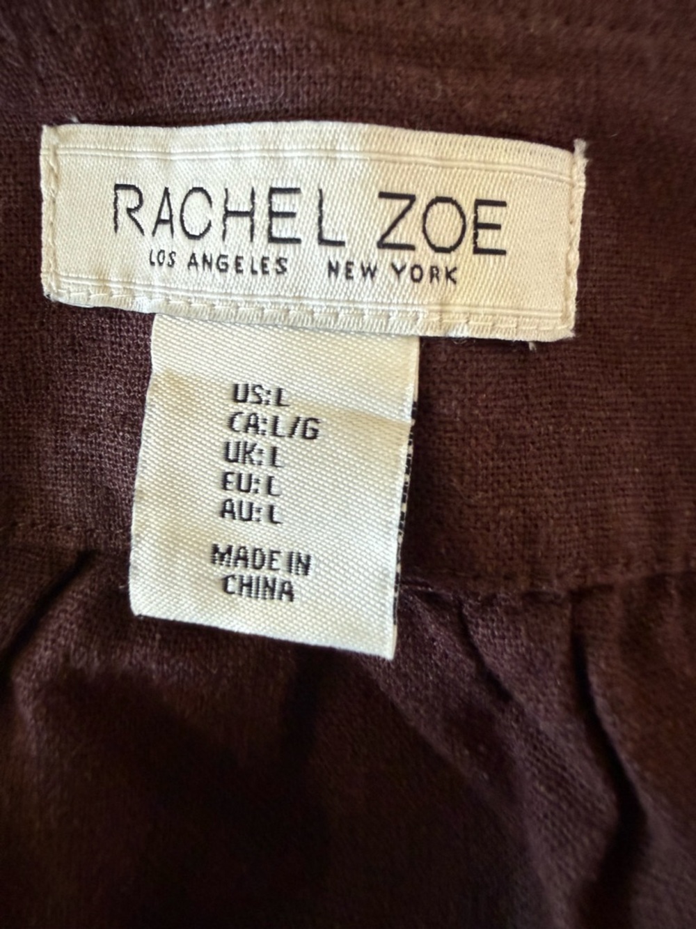RACHEL ZOE Linen Blend Eyelet Hem Tie Front Brown Tank Top Size L NEW - Picture 6 of 7